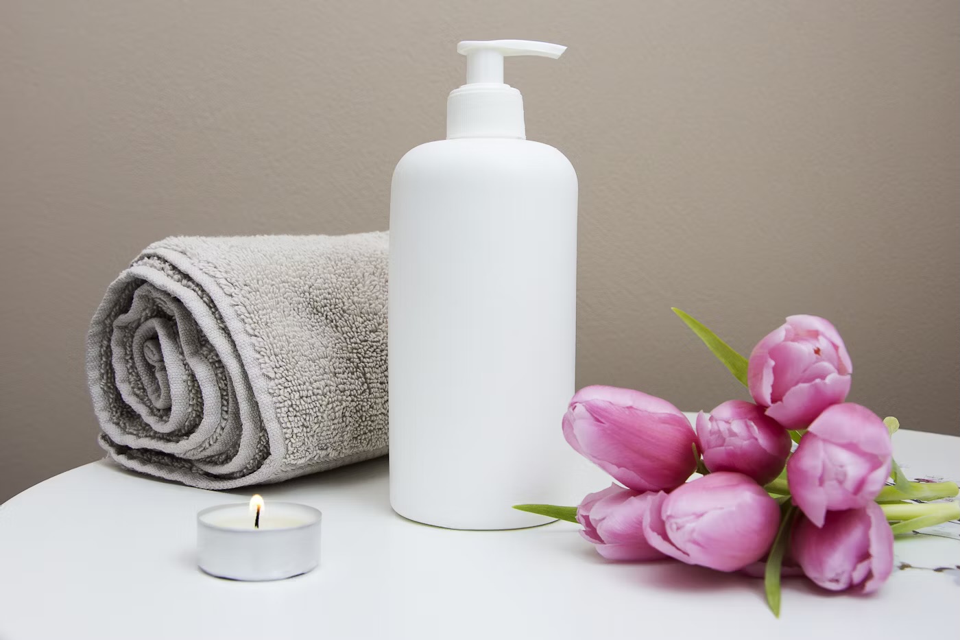 Luxury Spa Setup with Tulips